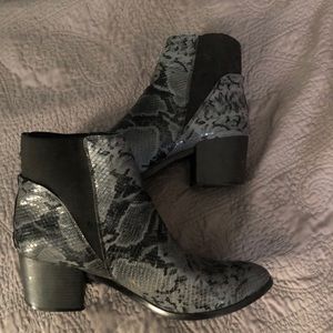 Barefoot Tess faux snakeskin booties